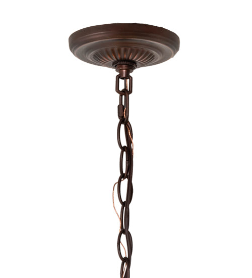 Meyda Lighting Tiffany Rosebush 20" 3-Light Mahogany Bronze Pendant Light With Multi-Colored Shade Glass