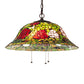 Meyda Lighting Tiffany Rosebush 20" 3-Light Mahogany Bronze Pendant Light With Multi-Colored Shade Glass