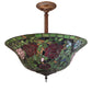 Meyda Lighting Tiffany Rosebush 20" 3-Light Mahogany Bronze Semi-flush Mount Light With Multi-Colored Shade Glass
