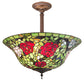 Meyda Lighting Tiffany Rosebush 20" 3-Light Mahogany Bronze Semi-flush Mount Light With Multi-Colored Shade Glass