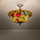Meyda Lighting Tiffany Rosebush 20" 3-Light Mahogany Bronze Semi-flush Mount Light With Multi-Colored Stained Shade Glass
