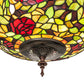 Meyda Lighting Tiffany Rosebush 20" 3-Light Mahogany Bronze Semi-flush Mount Light With Multi-Colored Stained Shade Glass