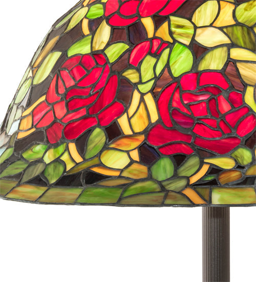 Meyda Lighting Tiffany Rosebush 229110 62" 3-Light Mahogany Bronze Floor Lamp With Multi-Colored Shade Glass