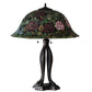 Meyda Lighting Tiffany Rosebush 229111 30" 3-Light Mahogany Bronze Table Lamp With Multi-Colored Shade Glass