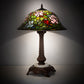 Meyda Lighting Tiffany Rosebush 23" Mahogany Bronze Table Lamp With Multi-Colored Stained Shade Glass