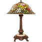 Meyda Lighting Tiffany Rosebush 23" Mahogany Bronze Table Lamp With Multi-Colored Stained Shade Glass