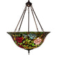 Meyda Lighting Tiffany Rosebush 24" 3-Light Mahogany Bronze Inverted Pendant Light With Multi-Colored Stained Shade Glass