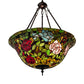 Meyda Lighting Tiffany Rosebush 24" 3-Light Mahogany Bronze Inverted Pendant Light With Multi-Colored Stained Shade Glass