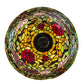 Meyda Lighting Tiffany Rosebush 24" 3-Light Mahogany Bronze Inverted Pendant Light With Multi-Colored Stained Shade Glass