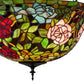 Meyda Lighting Tiffany Rosebush 24" 3-Light Mahogany Bronze Inverted Pendant Light With Multi-Colored Stained Shade Glass