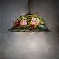 Meyda Lighting Tiffany Rosebush 24" 3-Light Mahogany Bronze Pendant Light With Multi-Colored Stained Shade Glass