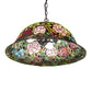 Meyda Lighting Tiffany Rosebush 24" 3-Light Mahogany Bronze Pendant Light With Multi-Colored Stained Shade Glass