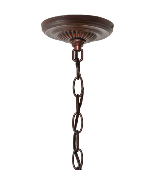 Meyda Lighting Tiffany Rosebush 24" 3-Light Mahogany Bronze Pendant Light With Multi-Colored Stained Shade Glass