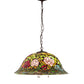 Meyda Lighting Tiffany Rosebush 24" 3-Light Mahogany Bronze Pendant Light With Multi-Colored Stained Shade Glass