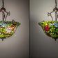 Meyda Lighting Tiffany Rosebush 24" 6-Light Mahogany Bronze Inverted Pendant Light With Multi-Colored Shade Glass