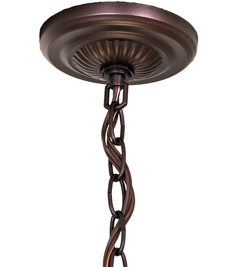 Meyda Lighting Tiffany Rosebush 24" 6-Light Mahogany Bronze Inverted Pendant Light With Multi-Colored Shade Glass