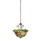 Meyda Lighting Tiffany Rosebush 24" 6-Light Mahogany Bronze Inverted Pendant Light With Multi-Colored Shade Glass