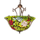 Meyda Lighting Tiffany Rosebush 24" 6-Light Mahogany Bronze Inverted Pendant Light With Multi-Colored Shade Glass
