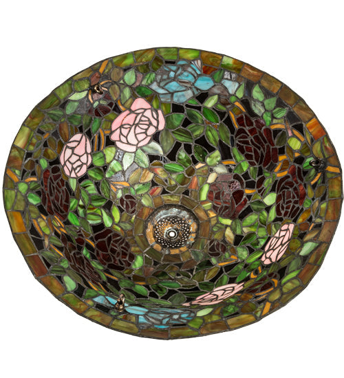 Meyda Lighting Tiffany Rosebush 24" Multi-Colored Shade Glass