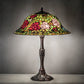 Meyda Lighting Tiffany Rosebush 26" 3-Light Mahogany Bronze Table Lamp With Multi-Colored Shade Glass