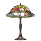 Meyda Lighting Tiffany Rosebush 26" 3-Light Mahogany Bronze Table Lamp With Multi-Colored Shade Glass