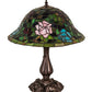 Meyda Lighting Tiffany Rosebush 26489 19" Mahogany Bronze Table Lamp With Multi-Colored Stained Shade Glass