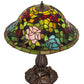 Meyda Lighting Tiffany Rosebush 26489 19" Mahogany Bronze Table Lamp With Multi-Colored Stained Shade Glass