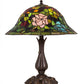 Meyda Lighting Tiffany Rosebush 26489 19" Mahogany Bronze Table Lamp With Multi-Colored Stained Shade Glass