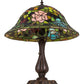 Meyda Lighting Tiffany Rosebush 26489 19" Mahogany Bronze Table Lamp With Multi-Colored Stained Shade Glass