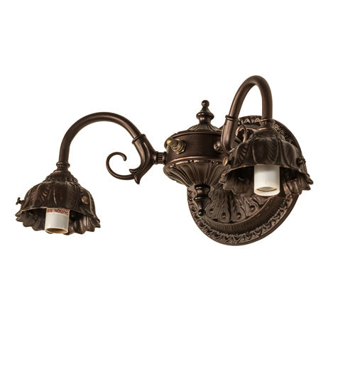 Meyda Lighting Tiffany Rosebush 26604 18" 2-Light Mahogany Bronze Wall Sconce With Multi-Colored Shade Glass