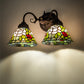 Meyda Lighting Tiffany Rosebush 26604 18" 2-Light Mahogany Bronze Wall Sconce With Multi-Colored Shade Glass