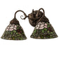 Meyda Lighting Tiffany Rosebush 26604 18" 2-Light Mahogany Bronze Wall Sconce With Multi-Colored Shade Glass