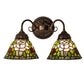 Meyda Lighting Tiffany Rosebush 26604 18" 2-Light Mahogany Bronze Wall Sconce With Multi-Colored Shade Glass
