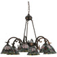 Meyda Lighting Tiffany Rosebush 27399 32" 6-Light Mahogany Bronze Chandelier With Multi-Colored Shade Glass