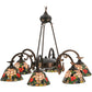 Meyda Lighting Tiffany Rosebush 27399 32" 6-Light Mahogany Bronze Chandelier With Multi-Colored Shade Glass