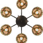 Meyda Lighting Tiffany Rosebush 27399 32" 6-Light Mahogany Bronze Chandelier With Multi-Colored Shade Glass