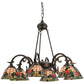 Meyda Lighting Tiffany Rosebush 27399 32" 6-Light Mahogany Bronze Chandelier With Multi-Colored Shade Glass