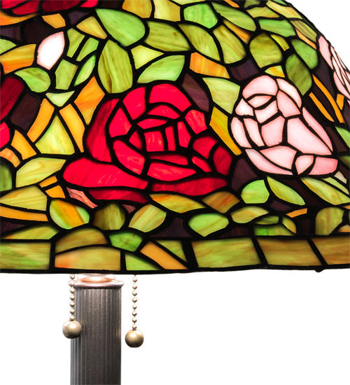 Meyda Lighting Tiffany Rosebush 27821 62" 3-Light Mahogany Bronze Floor Lamp With Multi-Colored Shade Glass