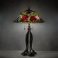 Meyda Lighting Tiffany Rosebush 30" 3-Light Mahogany Bronze Table Lamp With Multi-Colored Shade Glass