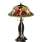 Meyda Lighting Tiffany Rosebush 30" 3-Light Mahogany Bronze Table Lamp With Multi-Colored Shade Glass