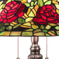 Meyda Lighting Tiffany Rosebush 30" 3-Light Mahogany Bronze Table Lamp With Multi-Colored Shade Glass