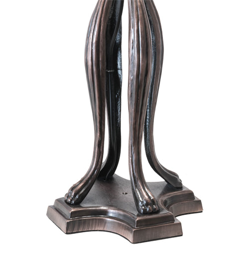 Meyda Lighting Tiffany Rosebush 30" 3-Light Mahogany Bronze Table Lamp With Multi-Colored Shade Glass