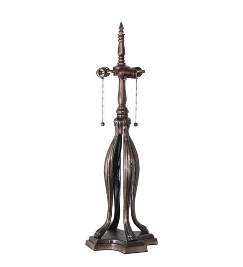 Meyda Lighting Tiffany Rosebush 30" 3-Light Mahogany Bronze Table Lamp With Multi-Colored Shade Glass