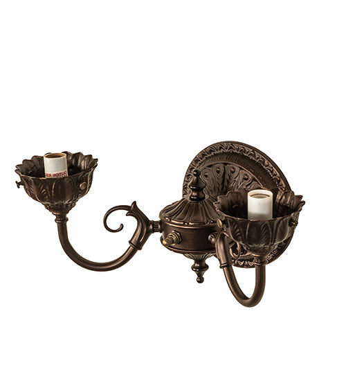 Meyda Lighting Tiffany Rosebush 31121 18" 2-Light Mahogany Bronze Wall Sconce With Multi-Colored Shade Glass