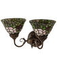 Meyda Lighting Tiffany Rosebush 31121 18" 2-Light Mahogany Bronze Wall Sconce With Multi-Colored Shade Glass