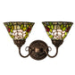 Meyda Lighting Tiffany Rosebush 31121 18" 2-Light Mahogany Bronze Wall Sconce With Multi-Colored Shade Glass