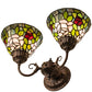 Meyda Lighting Tiffany Rosebush 31121 18" 2-Light Mahogany Bronze Wall Sconce With Multi-Colored Shade Glass