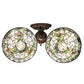 Meyda Lighting Tiffany Rosebush 31121 18" 2-Light Mahogany Bronze Wall Sconce With Multi-Colored Shade Glass