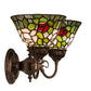 Meyda Lighting Tiffany Rosebush 31121 18" 2-Light Mahogany Bronze Wall Sconce With Multi-Colored Shade Glass