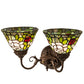 Meyda Lighting Tiffany Rosebush 31121 18" 2-Light Mahogany Bronze Wall Sconce With Multi-Colored Shade Glass